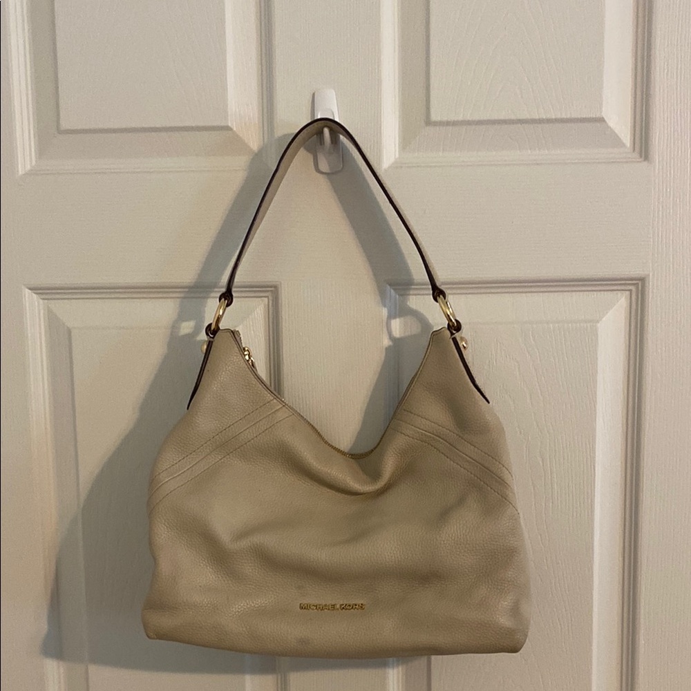 Michael Kors Cream Hobo Bag with Silver Hardware